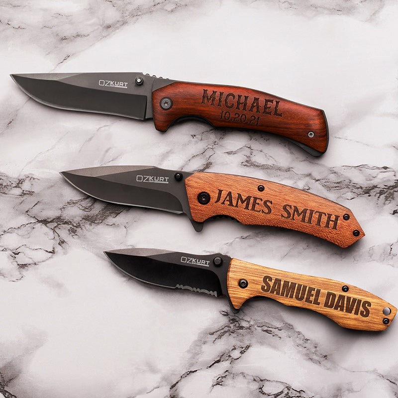 Plain Oak Pocket 3 Piece Personalized Ozkurt Knives Set – GiftShire