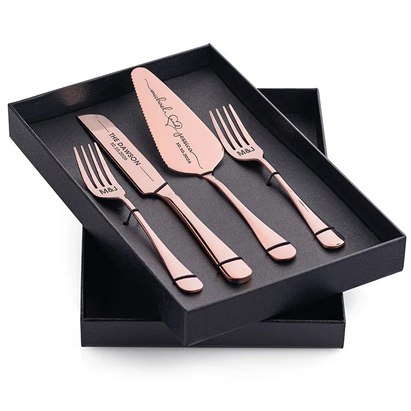 Wedding Cake Knife & Server Set, Mark with Couple Names
