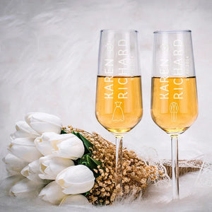 Wedding Champagne Flute with Engraved Logo - GiftShire