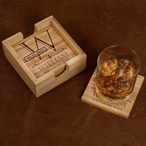 Personalized Coaster Set - Engraved Coaster Set, Gift for Couple - GiftShire