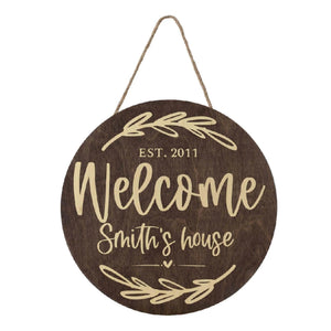 Custom Wooden Round Welcome Sign - GiftShire