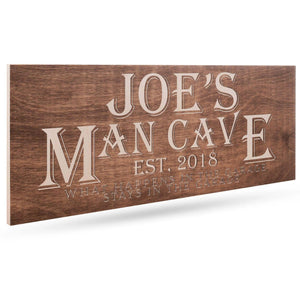 Man Cave Sign - Custom Wooden Sign, Personalized Man Cave Sign, Gift for Him - GiftShire