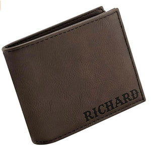 Personalized Wallet For Men - Custom Engraved Leather Wallet, Gift for Him - GiftShire
