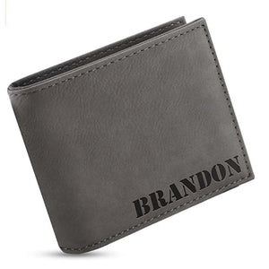 Personalized Wallet For Men - Custom Engraved Leather Wallet, Gift for Him - GiftShire