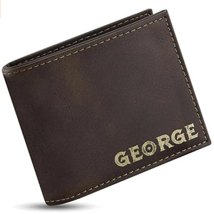 Personalized Wallet For Men - Custom Engraved Leather Wallet, Gift for Him - GiftShire
