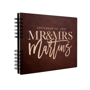 Personalized Wedding Guest Book - Custom Wooden Guest Book, Mr & Mrs Design - GiftShire