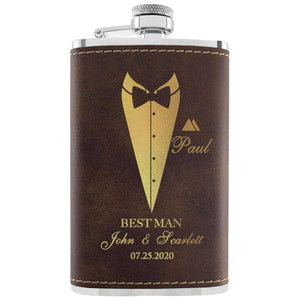 Personalized Thin Groomsmen Flask, Custom Rustic Suit Up Flask, Gift for Men - GiftShire