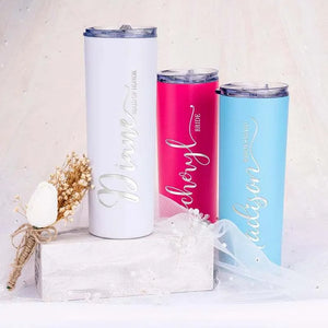 Tumbler with Straw, Bridesmaid Proposal Gifts, Skinny Tumbler for Her - GiftShire