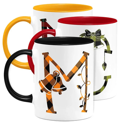 Custom Christmas Alphabet Tartan Initial Mug - 11oz & 15oz