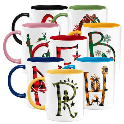 Custom Christmas Alphabet Tartan Initial Mug - 11oz & 15oz
