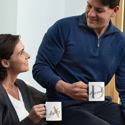 Custom Coffee Cup Set with initial & Name