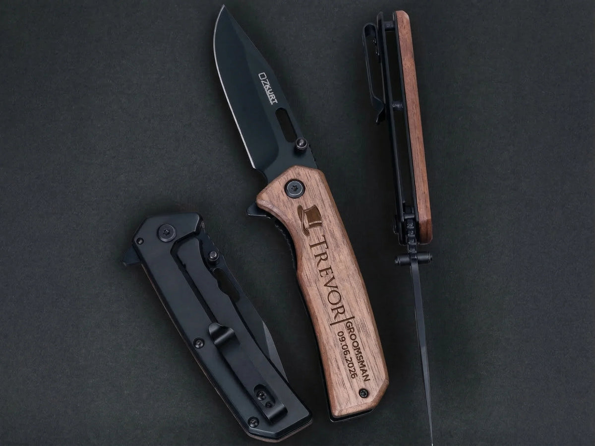 12 Custom Ozkurt Knives Lifetime Engraved Groomsman Gift