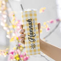 Personalized Summer Tumbler with Gingham Design