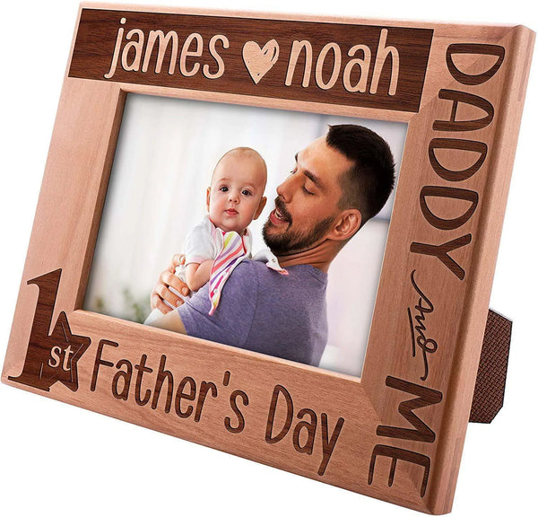 1st Father's Day Daddy and Me - Personalized Picture Frames for New Father | B07RKL2T6D - D7 - GiftShire