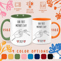 1st Mother's Day Custom Mug - Mom Baby Hand Illustration