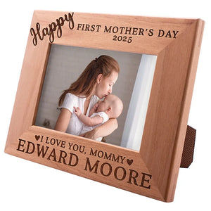 1st Mother's Day Engraved Wooden Photo Frame - GiftShire