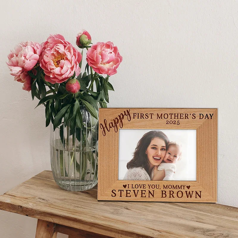 1st Mother's Day Engraved Wooden Photo Frame - GiftShire