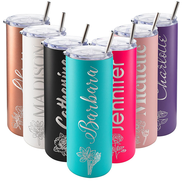 20 Oz Tumbler with Name Customization & 20 Icons