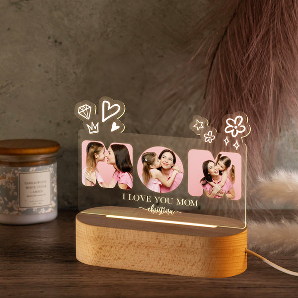 Personalized Photo Mom Night Light & Picture Frame
