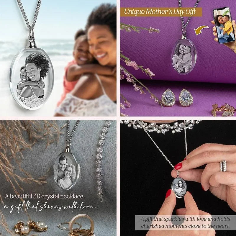 3D Crystal Necklace, Custom Photo Necklace - GiftShire