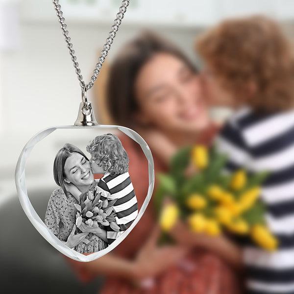 3D Crystal Necklace, Custom Photo Necklace