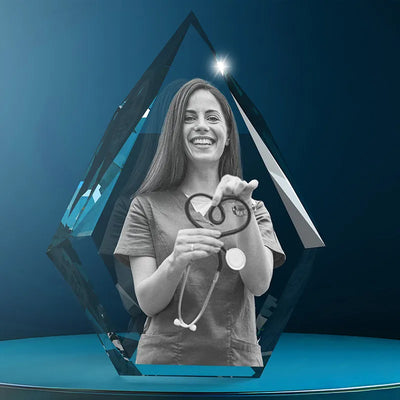3D Diamond Photo Crystal with Led Light Base