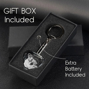 3D Heart Crystal Photo Engraving Keychain with Light - GiftShire