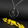 3D Crystal Heart Necklace, Personalized Birth Flower & Name