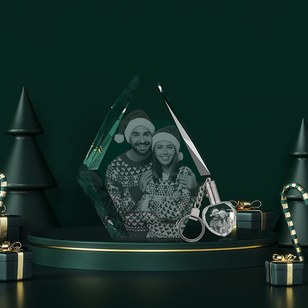 3D Diamond Photo Crystal with Led Light Base
