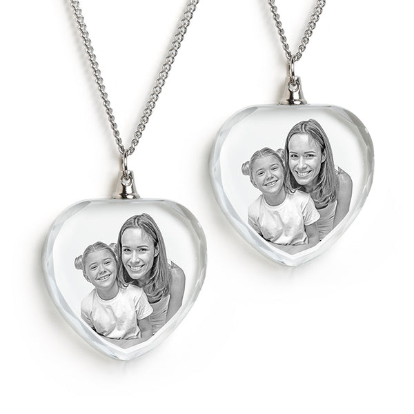 3D Photo Heart Crystal Necklace & Pendant