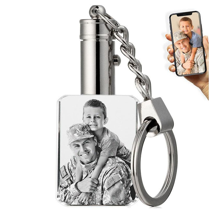 3D Rectangular Glass Key Chain, Custom Photo Chain - GiftShire