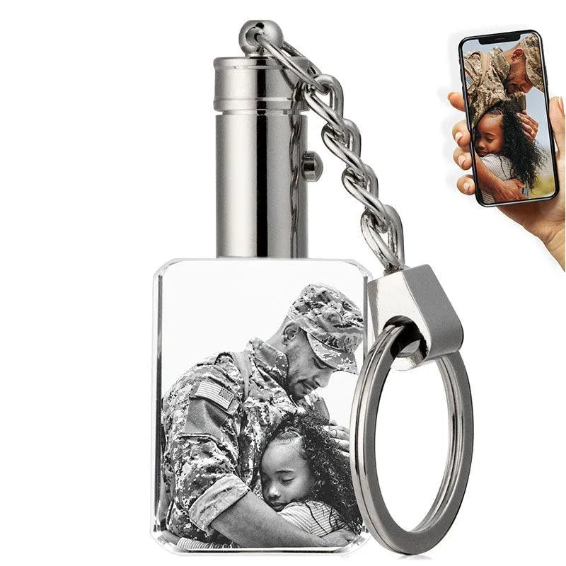 Personalized 3D Crystal Photo Keychain with Led Light - GiftShire