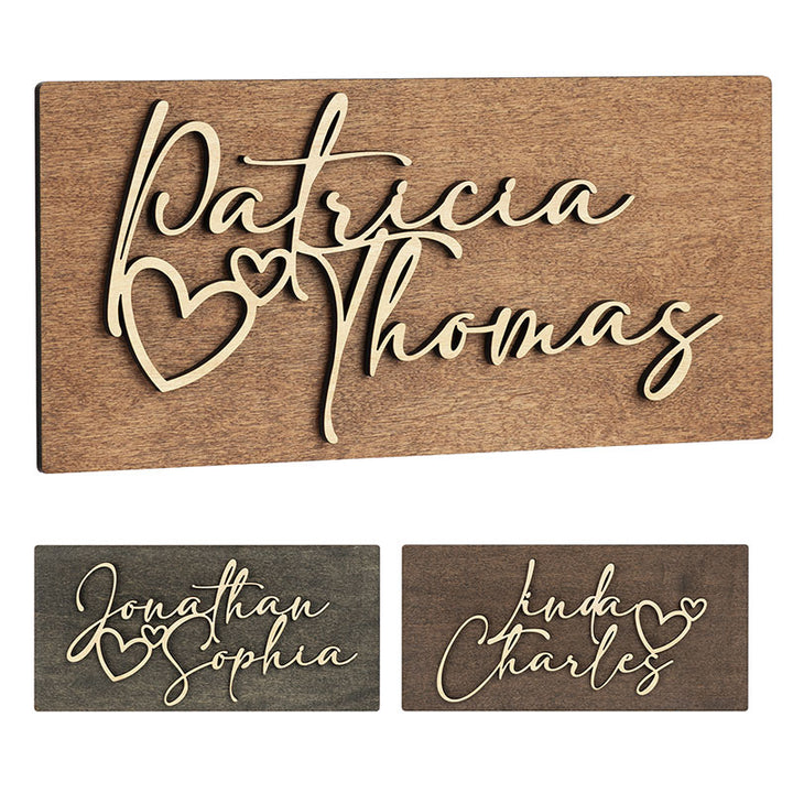 3D Wood Cutout Couple Name Sign - GiftShire