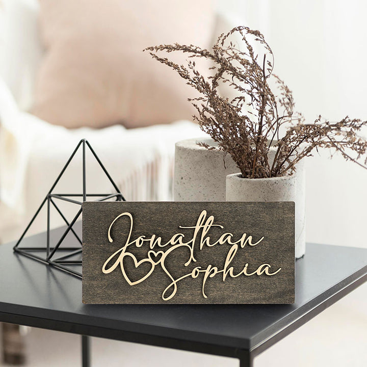 3D Wood Cutout Couple Name Sign - GiftShire