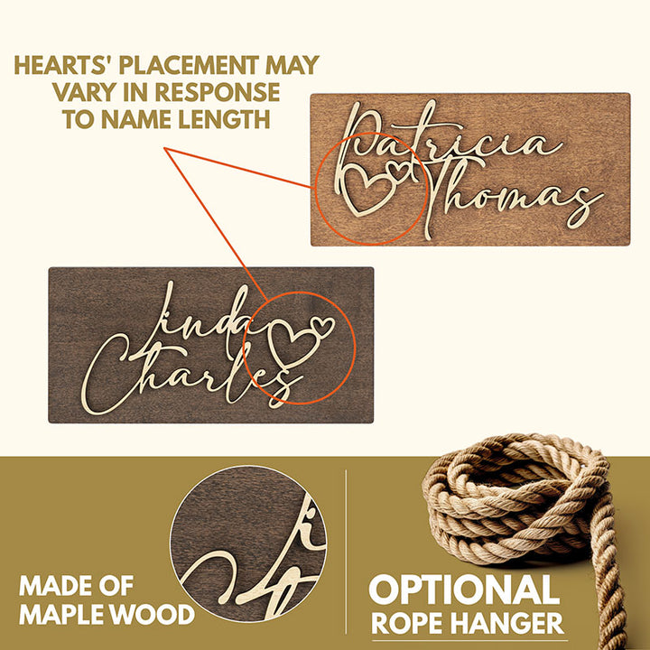 3D Wood Cutout Couple Name Sign - GiftShire