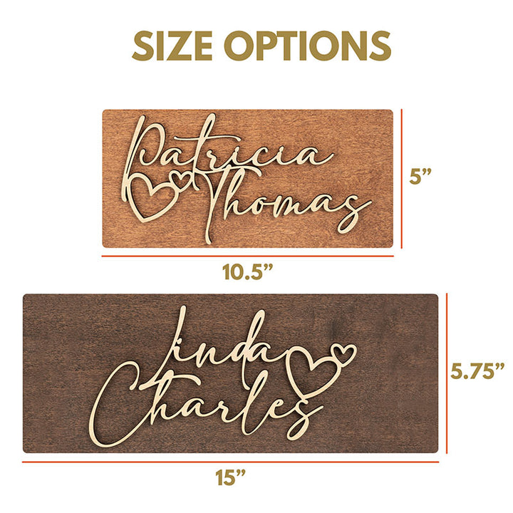 3D Wood Cutout Couple Name Sign - GiftShire