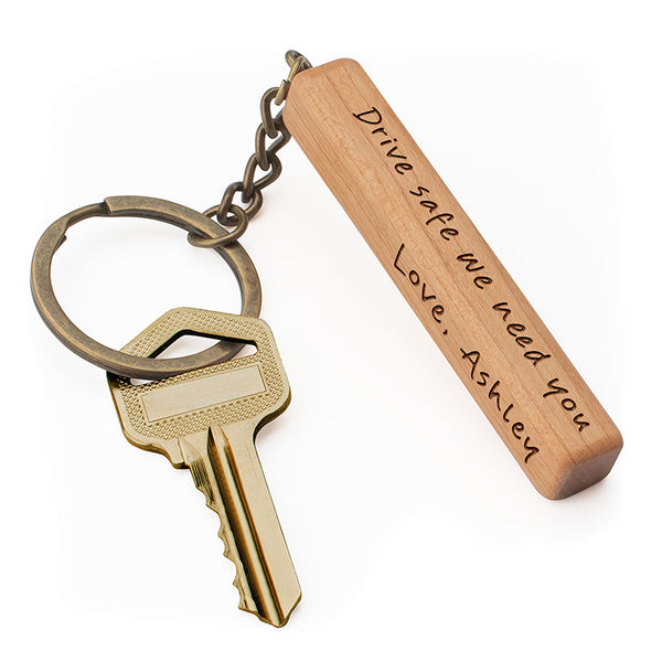 4-Sided Personalized Keychain - Wooden Rectangular Bar