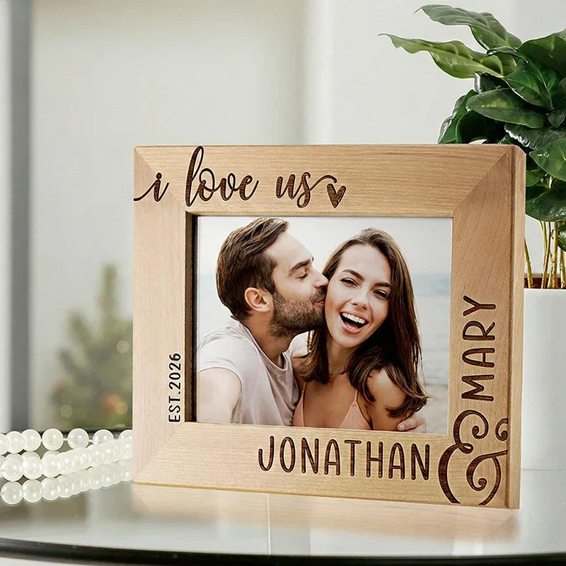 I Love Us! Personalized Photo Frame with Couple Names