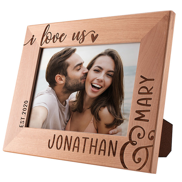 I Love Us! Personalized Photo Frame with Couple Names