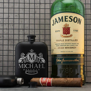 6 Oz. Matte Black Stainless Steel Flask for Liquor - GiftShire