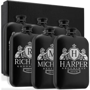 6 Oz. Matte Black Stainless Steel Flask for Liquor - GiftShire