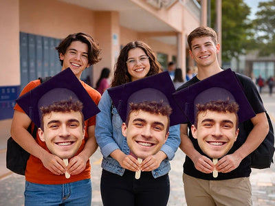 Custom Big Head Cutout on Stick, Photo Face & 25 Hat Options