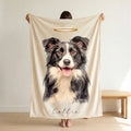 Custom Pet Portrait Soft Fleece Blanket in 16 Colors