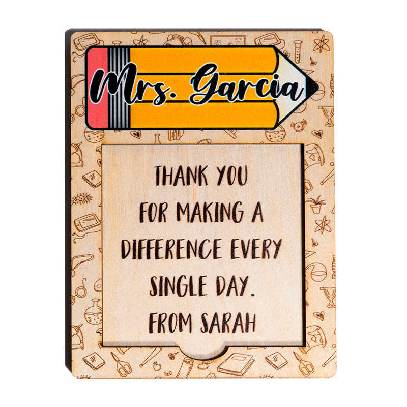 Personalized Teacher Sticky Note Holder