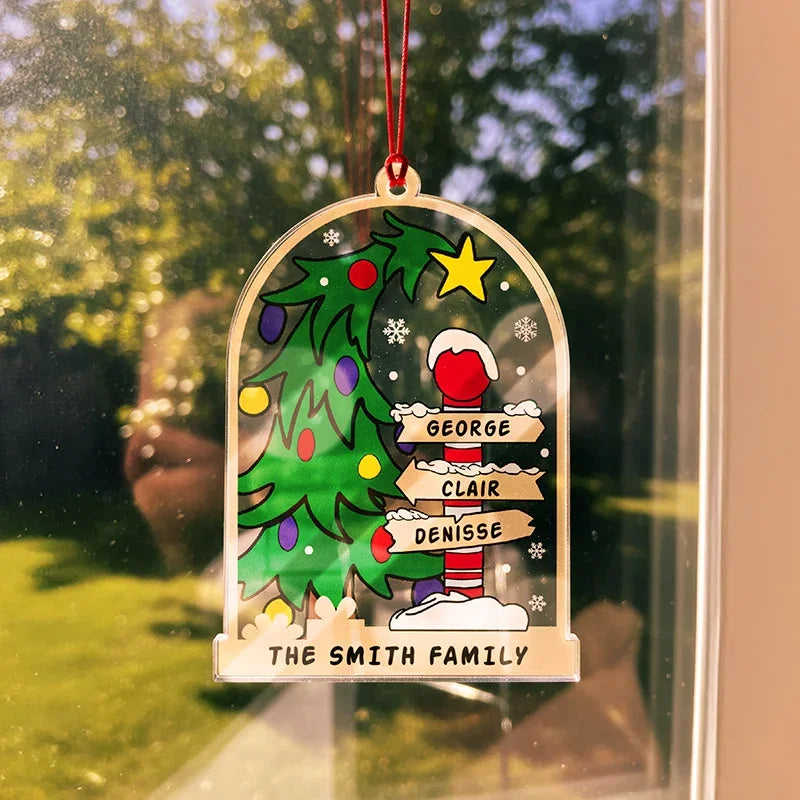 Personalized Christmas Signpost Family Ornament