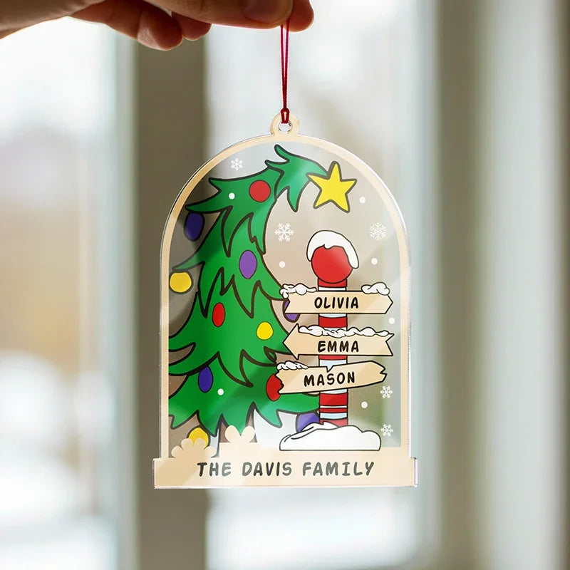 Personalized Christmas Signpost Family Ornament