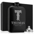 Custom Engraved Round Black Groomsman Flask - GiftShire