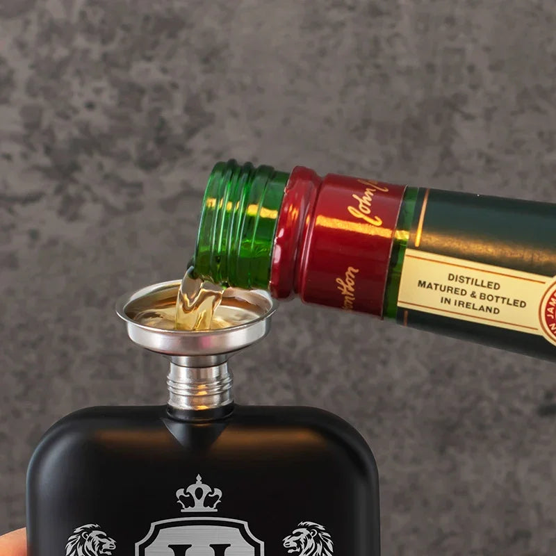 Custom Engraved Round Black Groomsman Flask - GiftShire