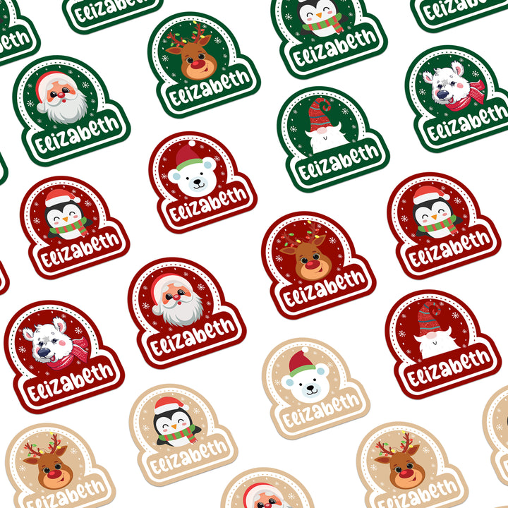 Christmas Name Stickers for Gift Wrapping, Laptop Decorating