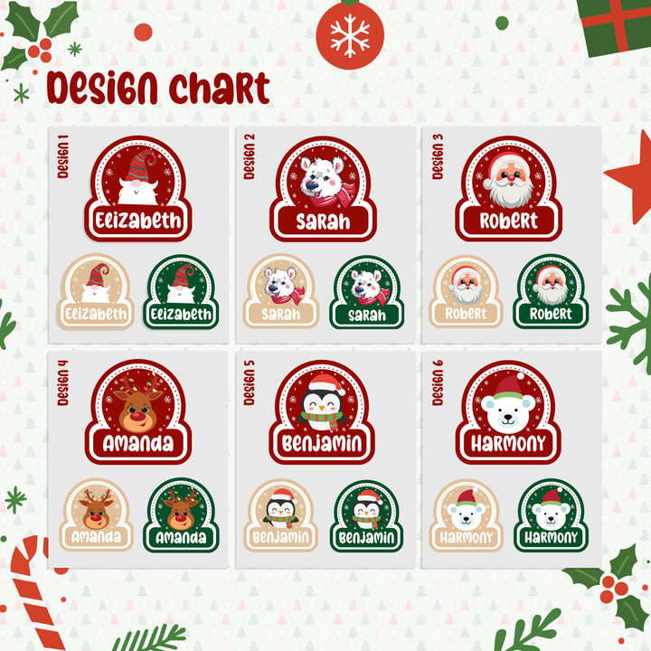 Christmas Name Stickers for Gift Wrapping, Laptop Decorating